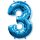 Flexmetal Folienballon -Zahl 3- Blau Folie 66cm-1St