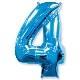 Luftballon -Zahl 4- Blau Folie 66cm