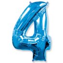 Flexmetal Folienballon -Zahl 4- Blau Folie 66cm-1St
