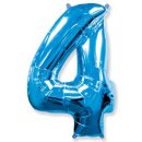 Luftballon -Zahl 4- Blau Folie 66cm