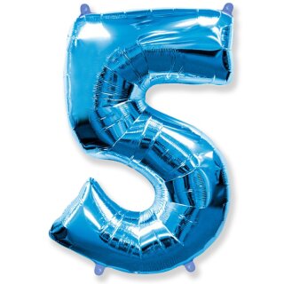 Flexmetal Folienballon -Zahl 5- Blau Folie 66cm-1St