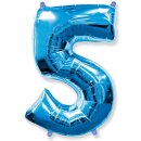 Flexmetal Folienballon -Zahl 5- Blau Folie 66cm-1St