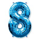 Flexmetal Folienballon -Zahl 8- Blau Folie 66cm-1St
