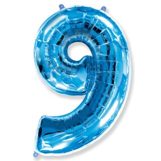Flexmetal Folienballon -Zahl 9- Blau Folie 66cm-1St