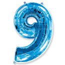 Flexmetal Folienballon -Zahl 9- Blau Folie 66cm-1St