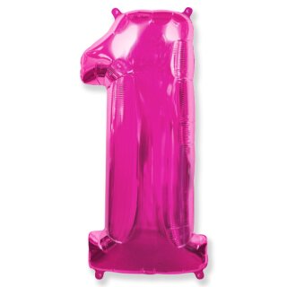 Flexmetal Folienballon -Zahl 1- Pink Folie 66cm-1St