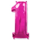 Flexmetal Folienballon -Zahl 1- Pink Folie 66cm-1St