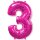 Flexmetal Folienballon -Zahl 3- Pink Folie 66cm-1St