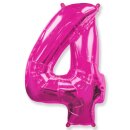 Flexmetal Folienballon -Zahl 4- Pink Folie 66cm-1St