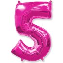 Flexmetal Folienballon -Zahl 5- Pink Folie 66cm-1St