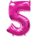 Luftballon -Zahl 5- Pink Folie 66cm