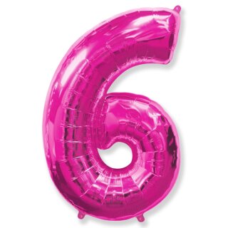 Flexmetal Folienballon -Zahl 6- Pink Folie 66cm-1St