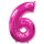 Flexmetal Folienballon -Zahl 6- Pink Folie 66cm-1St