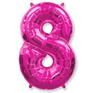 Flexmetal Folienballon -Zahl 8- Pink Folie 66cm-1St