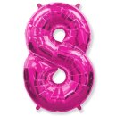 Flexmetal Folienballon -Zahl 8- Pink Folie 66cm-1St