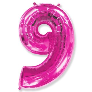 Flexmetal Folienballon -Zahl 9- Pink Folie 66cm-1St