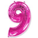 Luftballon -Zahl 9- Pink Folie 66cm