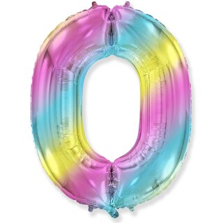 Flexmetal Folienballon -Zahl 0- Regenbogen Folie 66cm-1St