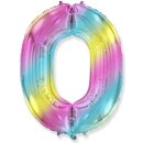 Flexmetal Folienballon -Zahl 0- Regenbogen Folie 66cm-1St
