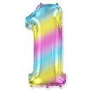 Flexmetal Folienballon -Zahl 1- Regenbogen Folie 66cm-1St