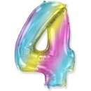 Flexmetal Folienballon -Zahl 4- Regenbogen Folie 66cm-1St