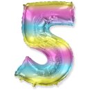 Flexmetal Folienballon -Zahl 5- Regenbogen Folie 66cm-1St