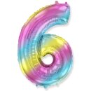 Flexmetal Folienballon -Zahl 6- Regenbogen Folie 66cm-1St