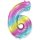 Flexmetal Folienballon -Zahl 6- Regenbogen Folie 66cm-1St