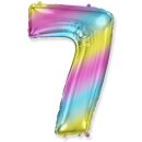Flexmetal Folienballon -Zahl 7- Regenbogen Folie 66cm-1St