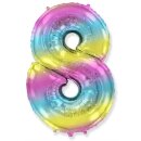 Flexmetal Folienballon -Zahl 8- Regenbogen Folie 66cm-1St