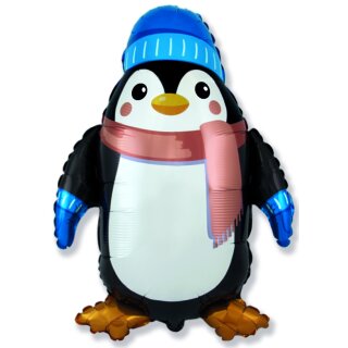 Flexmetal Folienballon Pinguin mit Schal 80cm-1St