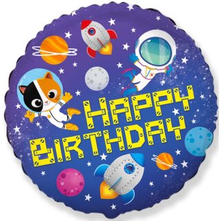 Flexmetal Folienballon Weltraum Happy Birthday  ø45cm-1St