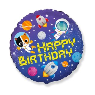 Luftballon Weltraum Happy Birthday Folie ø45cm