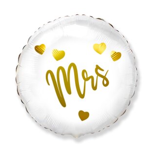 Flexmetal Folienballon Mrs Weiß-Gold Herzen  ø45cm-1St