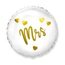 Flexmetal Folienballon Mrs Weiß-Gold Herzen...