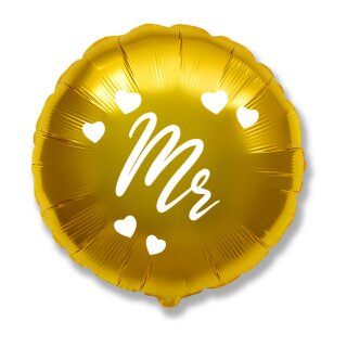 Flexmetal Folienballon Mr Weiß-Gold Herzen  ø45cm-1St