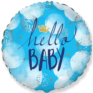 Flexmetal Folienballon Hello Baby Hellblau  ø45cm-1St