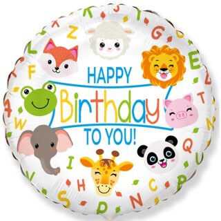 Flexmetal Folienballon Dschungeltiere Happy Birthday to You  ø45cm-1St