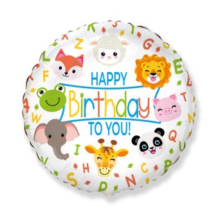 Luftballon Dschungeltiere Happy Birthday  to You Folie ø48cm