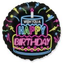 Flexmetal Folienballon Happy Birthday Torte Neon...