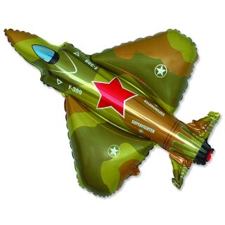 Flexmetal Folienballon Militär-Jet Grün 79cm unverpackt-1St