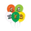 5 Luftballons Dschungel Tiere Bunt ø30cm