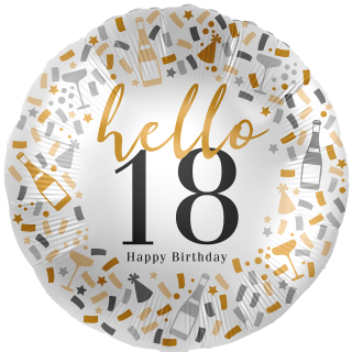 Premioloon Folienballon Hello -Zahl 18- Happy Birthday  ø71cm-1St