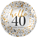 Premioloon Folienballon Hello -Zahl 40- Happy Birthday...