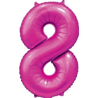 Globos Folienballon -Zahl 8- Pink Folie 86cm-1St