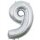Globos Folienballon -Zahl 9- Silber Folie 66cm-1St