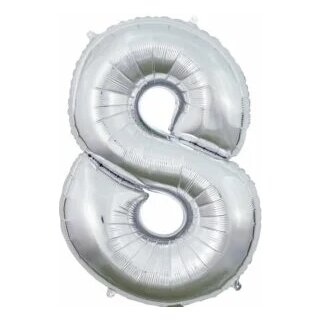 Globos Folienballon -Zahl 8- Silber Folie 66cm-1St