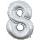 Globos Folienballon -Zahl 8- Silber Folie 66cm-1St