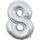 Globos Folienballon -Zahl 8- Silber Folie 66cm-1St
