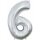 Globos Folienballon -Zahl 6- Silber Folie 66cm-1St